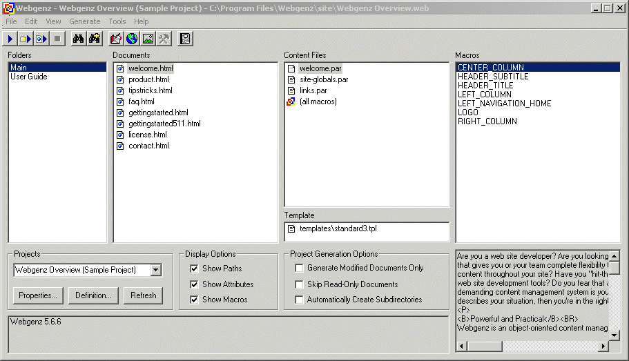 Screenshot of Webgenz CMS 6.2.2